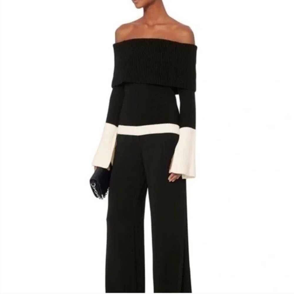 INTERMIX Wool Blend Jill Off Shoulder Knit Sweater Size M